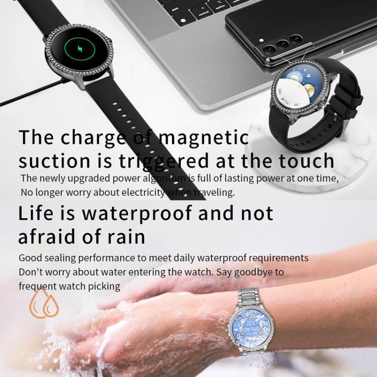 Bluetooth Calling AI Voice Assistant Life Waterproof Sports Smartwatch, Black Silicone Strap, Gold Pink Silicone Strap, Silver Gray Silicone Strap, Gold Rough Steel Strap+Pink Silicone Strap, Silver Rough Steel Strap+Gray Silicone Strap����������������...