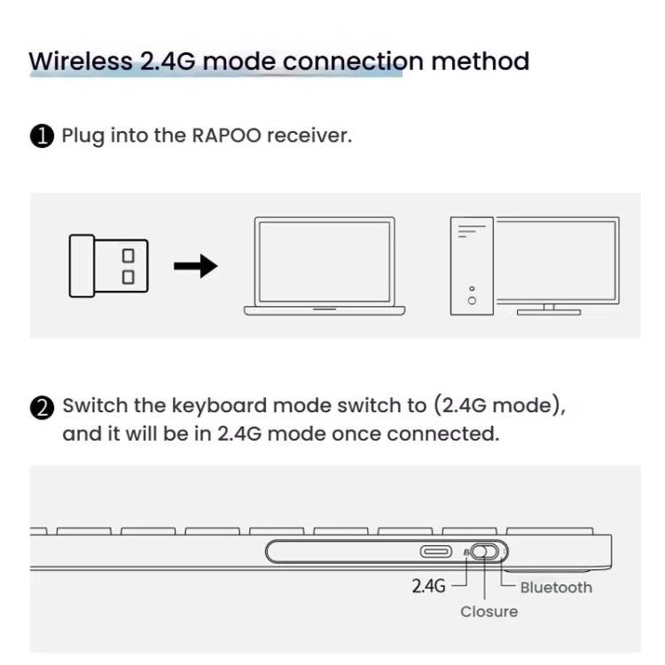 Rapoo E9050L Tri-mode Bluetooth Wireless Keyboard Silent Laptop Keyboard