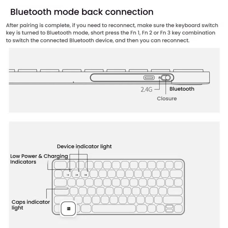 Rapoo E9050L Tri-mode Bluetooth Wireless Keyboard Silent Laptop Keyboard
