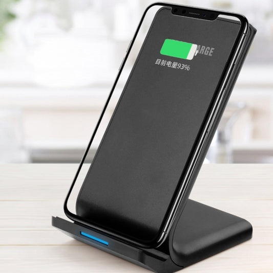 R2 10W Vertical Mobile Phone Wireless Charger Smart Fast Charge Charging Stand Desktop Stand, R2 (Black)