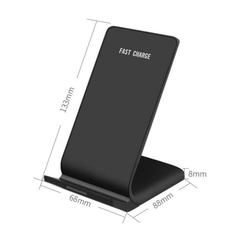 R2 10W Vertical Mobile Phone Wireless Charger Smart Fast Charge Charging Stand Desktop Stand, R2 (Black)