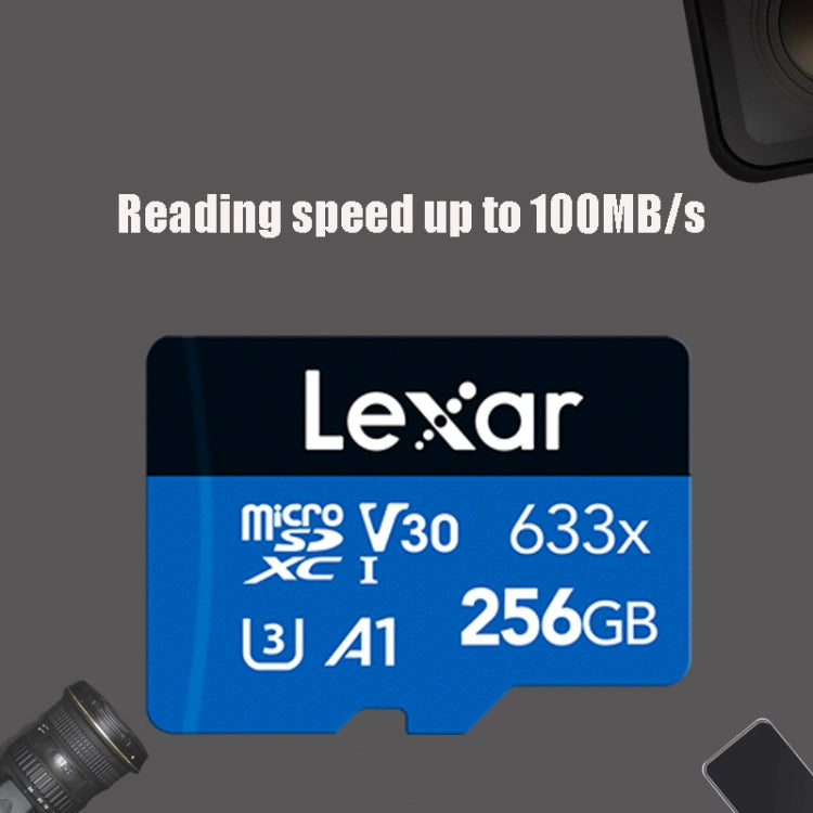 Lexar 633x 256GB High-speed Mobile Phone Camera Memory TF Card Switch Expansion Driving Recorder Dedicated Storage Flash Memory Card, 256GB