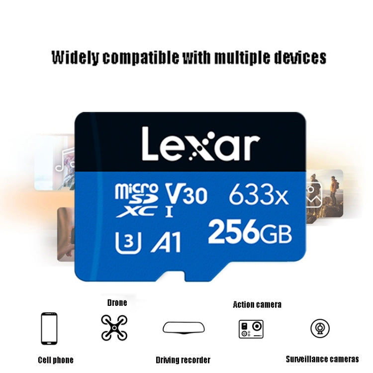 Lexar 633x 256GB High-speed Mobile Phone Camera Memory TF Card Switch Expansion Driving Recorder Dedicated Storage Flash Memory Card, 256GB