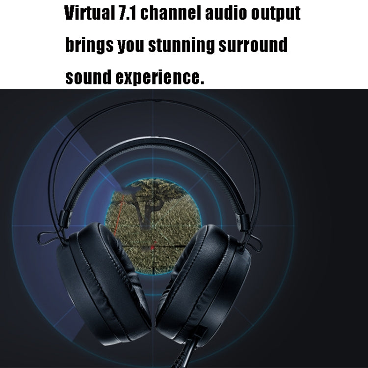 Rapoo VH500C Desktop Computer 7.1 Channel RGB Luminous Game Headset with Short Microphone, Cable Length: 2.2m, with Short Microphone