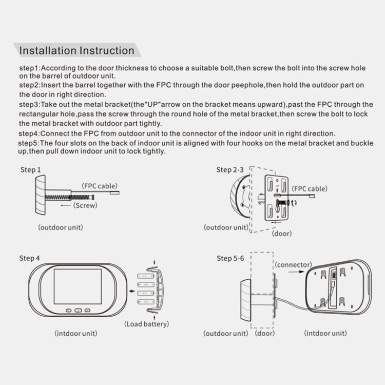 DD1 Smart Electronic Cat Eye Camera Doorbell with 2.8 inch LCD Screen, Support Infrared Night Vision