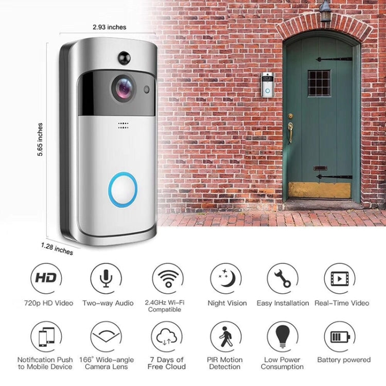 M4 720P Smart WIFI Ultra Low Power Video PIR Visual Doorbell with 3 Battery Slots,Support Mobile Phone Remote Monitoring & Night Vision & 166 Degree Wide-angle Camera Lens