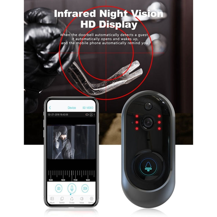 M108 720P 6400mAh Smart WIFI Video Visual Doorbell,Support Phone Remote Monitoring & Real-time Voice Intercom, M108