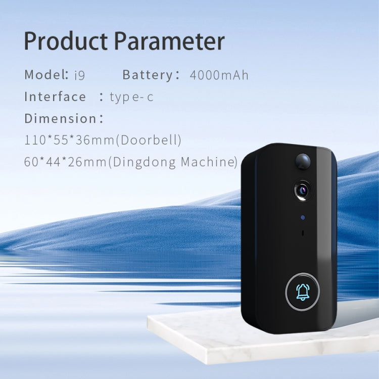 DoorBell i9 Wireless Doorbell Camera, Night vision, Motion Detection, Two-way Intercom, i9