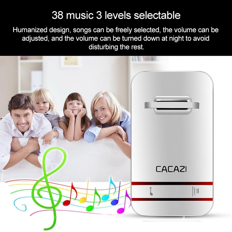 CACAZI V027G One Button Three Receivers Self-Powered Wireless Home Kinetic Electronic Doorbell, UK Plug, 1 Button 3 Receivers