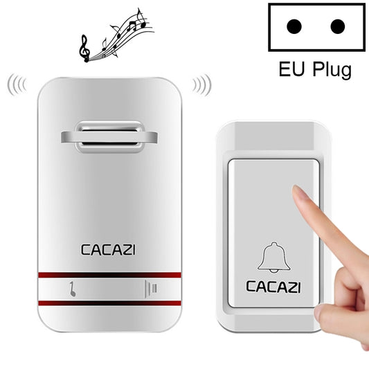 CACAZI V027G One Button One Receivers Self-Powered Wireless Home Kinetic Electronic Doorbell, UK Plug, 1 Button 1 Receivers