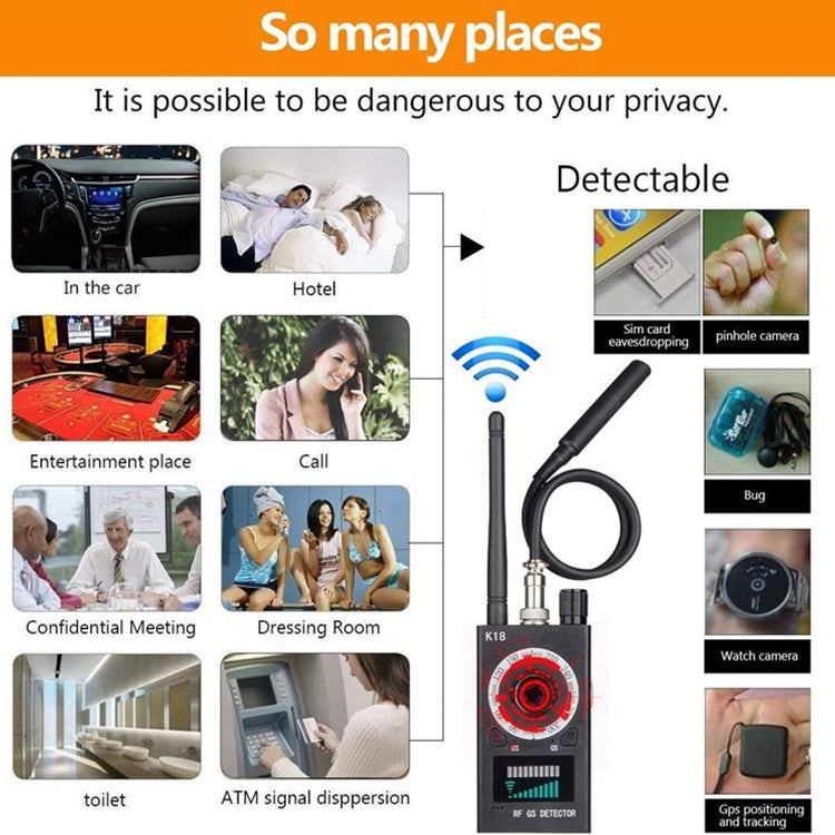 K18 Anti-sneak Sneak Shot Wireless GPS Detector Wireless Signal Detector, K18