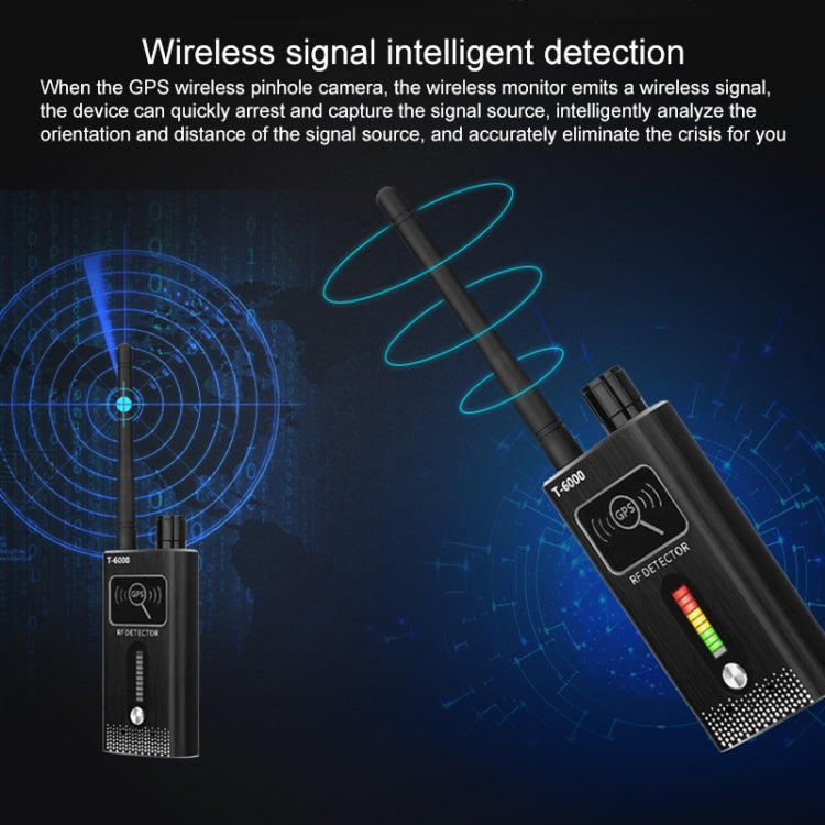 T-6000 GPS Signal Lens RF Tracker WiFi GSM Bug Detector, T-6000 Black, T-6000 Gold