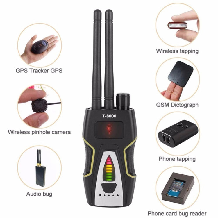 T-8000 RF Signal Detector GSM Audio Finder GPS Scan Detector, T-8000 Gold, T-8000 Silver