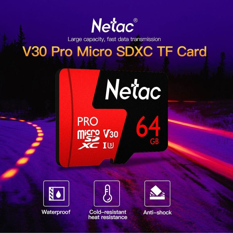 Netac P500 PRO 64GB U3 Speed Level Automobile Data Recorder Monitor Camera Memory Card TF Card, 64GB