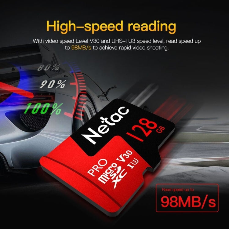 Netac P500 PRO 128GB U3 Speed Level Automobile Data Recorder Monitor Camera Memory Card TF Card, 128GB