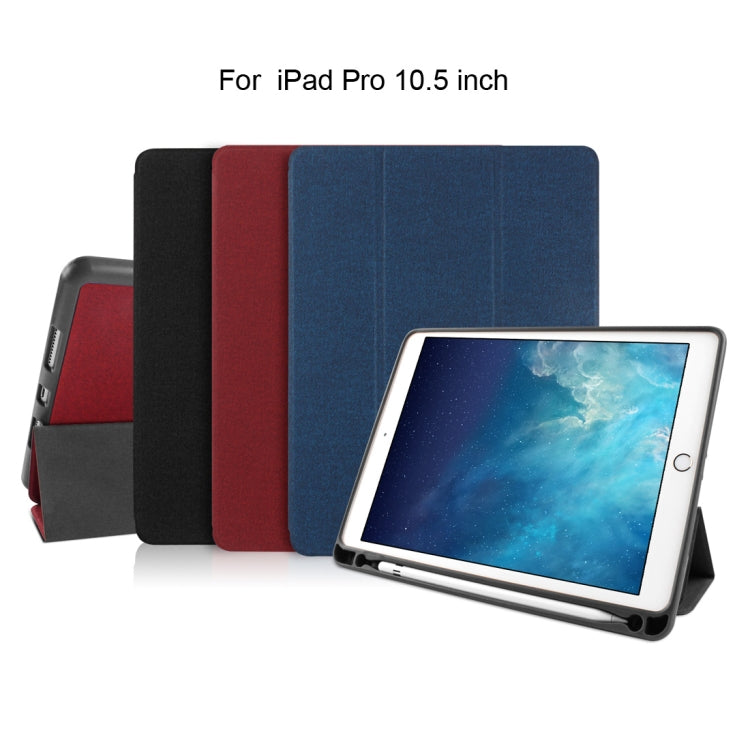 Mutural Exquisite Series Cloth Texture PU+TPU Leather Case for iPad Pro 10.5 inch, with 3-Fold Holder & Pen Slot & Sleep & Wake-up Function, For iPad Pro 10.5 inch