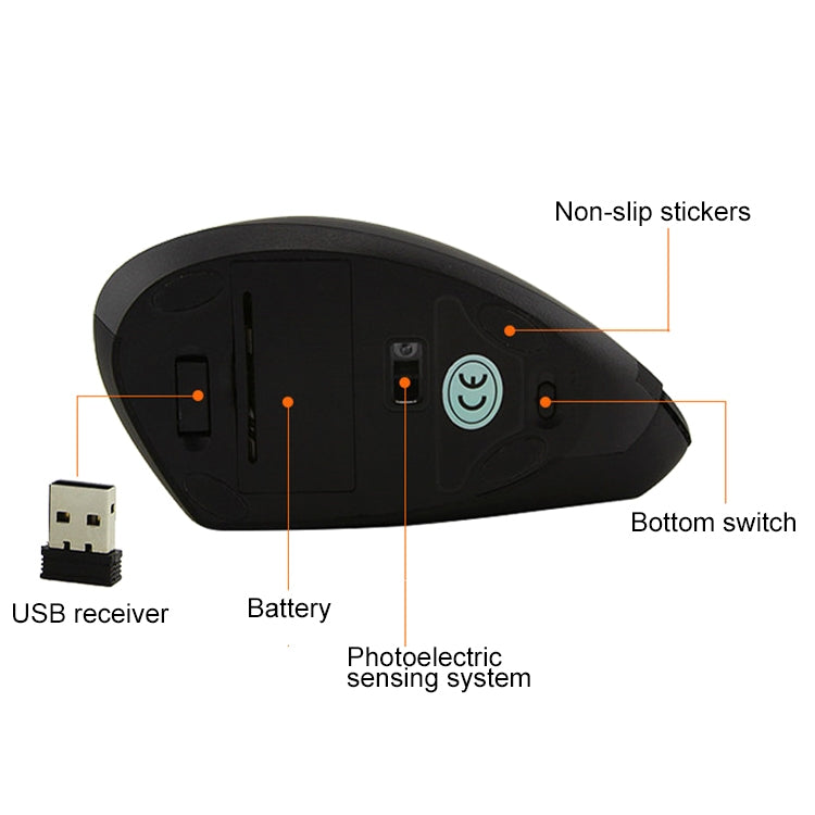 Battery Version Wireless Mouse Vertical 2.4GHz Optical Mouse, Battery Version (Black), Battery Version (White)